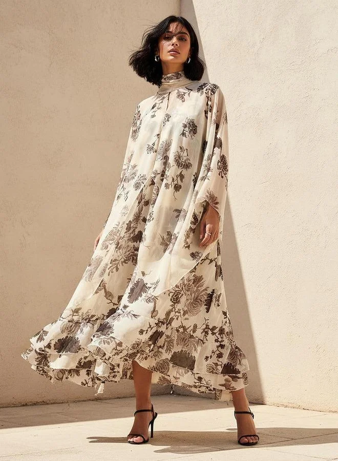 ايكونيك Iconic A-line Midi Dress with Cape